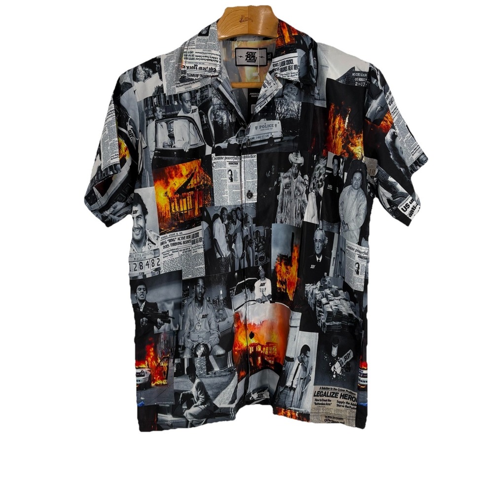 Sole Boy Mens Americans‎ Most Wanted Button Up Shirt XL Streetwear Pop Culture